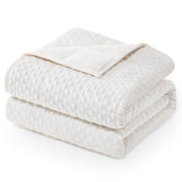 Wemore front view of queen weighted blanket showing plush finish and coverage