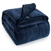 Wemore front view navy blanket showing plush fleece and neat edges for cozy aesthetics