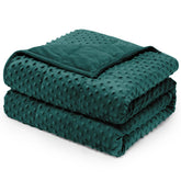 Wemore blanket front view showing queen size and dark green comfort