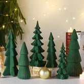 Wesiti front view of six green tabletop trees showing layered arrangement and charm