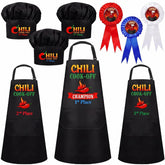 Wesiti front view of 9-piece prize set showing aprons hats medals benefits quick awards