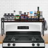 weslinkeji front view of stove rack showing organized spices and neat storage benefit