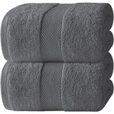 White Classic front view of dark grey bath sheet showing size and modern style benefit