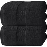 White Classic front-folded black bath sheet showing plushness and elegance