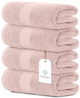 White Classic folded pink towels front view shows plush look and refined style