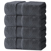 White Classic front view of gray towel set showing plush luxury and neutral style
