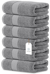 White Classic front view of light gray hand towels showing neat fold and color