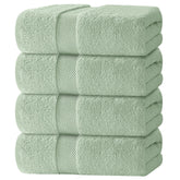 White Classic front view of mint green towel set showing plush look and neat fold benefits