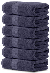 White Classic front packaging showing six navy hand towels and neat branding for gift-ready presentation