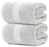 White Classic front view of silver bath sheets showing size and neat packaging for easy storage