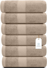 White Classic front packaging showing six taupe hand towels and brand
