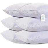 White Classic front packaging showing six zippered pillow protectors and clear labeling for convenience