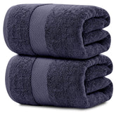 White Classic front view navy bath sheet showing plush hotel-style look and comfort