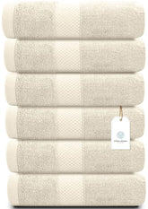 White Classic front view of 6-piece ivory towel set showing uniform quality and style