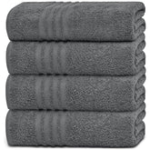 White Classic front view of Wealuxe grey towel set showing neat packaging and appeal