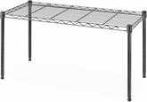 Whitmor front view of wire shelf showing compact footprint and sturdy frame benefit organization