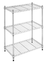 Whitmor front view of 3-tier shelf showing compact organization benefits