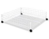 Whitmor front view of white underbed cart showing neat storage and accessibility