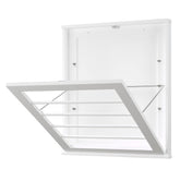 Whitmor front view of wall-mounted drying rack showing space-saving benefit