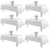 WIGENIUS front view of 6-pack white tablecloths showing product convenience