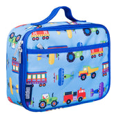Wildkin front view showing trains planes trucks pattern and compact size benefit