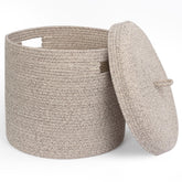 WILLITAT front view of round cotton rope basket showing neat storage benefit