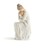 Willow Tree front view of seated figure holding baby, showing tender pose and gift appeal