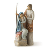 Willow Tree front view showing Mary Joseph and infant, evokes calm