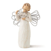 Willow Tree frontal view of the angel figurine showing posture and cream dress, perfect for gifting