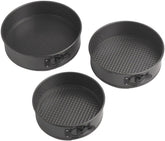 Wilton springform pans front view showing three sizes and easy-release benefit