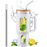 WINSA front view of white 46 oz tumbler showing full profile and lid, travel-ready