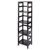 Winsome Leo front view in espresso showing slim four-tier storage and elegant design