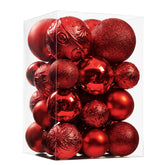 Wironlst front packaging showing 30 red shatterproof ornaments and easy storage