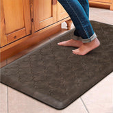 WISELIFE front view of brown mat showing full runner and branding for supportive comfort