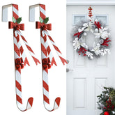 WKHOMEDECO front view of candy cane hook showing festive design and secure hold