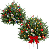 WLLEYAY front view of two 30-inch urn fillers creating festive curb appeal