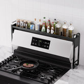 WOCHUANGSI front view of black over-the-stove shelf, saves counter space