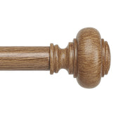 Wolistsa front view of wood-look rod with finials shows elegant styling and sturdy support
