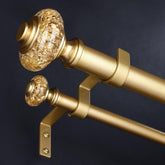 Wolistsa gold double rod front view showing elegant finish and layered curtains benefits