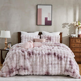 Wonderful front view queen comforter showing tie-dye and cozy look for stylish warmth