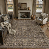 WondRg front view of 8x10 dark brown rug adding warm foundation