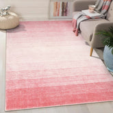 Wonnitar front view of pink 3x5 rug showing ombre and modern style benefit