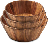 Woodenhouse front view of three-piece bowl set showing rustic appeal and versatile serving