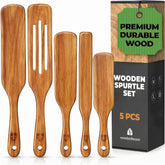 Woodenhouse teak spurtle front view showing smooth finish and angled edge benefit