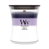 WoodWick Evening Luxe hourglass candle front view showing elegant shape and décor benefit
