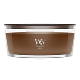 WoodWick Humidor front view showing elegant jar and warm glow benefit ambiance