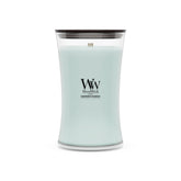 WoodWick (ウッドウィック) hourglass front view showing elegant vessel and scent