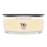 WoodWick(ウッドウィック) front packaging showing elegant vanilla scent, inviting atmosphere