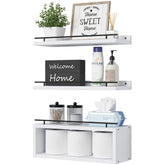 WOPITUES front view of assembled white shelves showing clean storage benefits