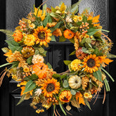 wreathqueen front door display showing warm fall welcome and increased curb appeal